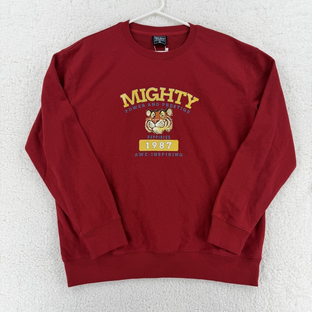 New Wave Sweatshirt Mens XL Red Mighty Tiger‎ 1987 Graphic Crewneck Pullover NWT